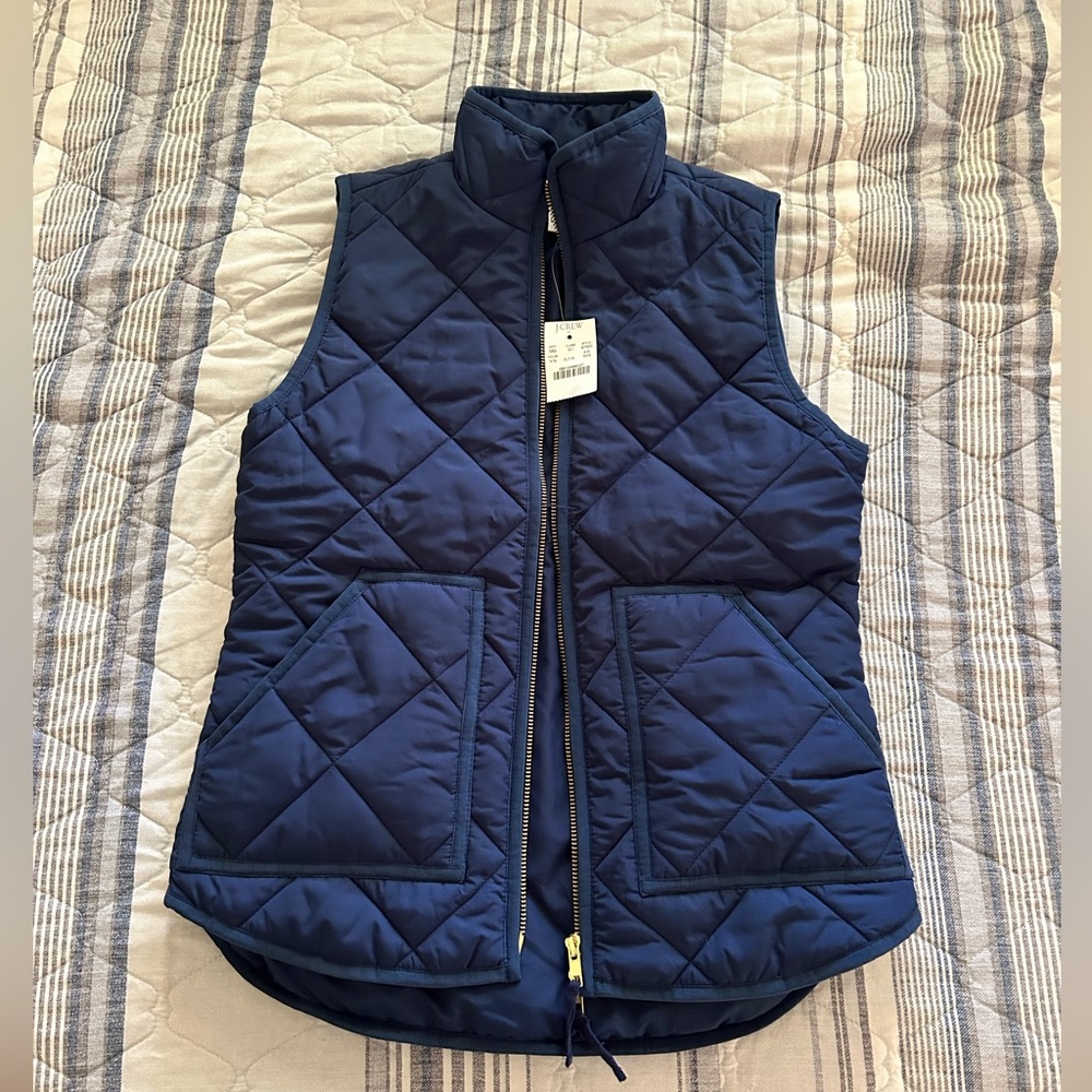J. Crew navy blue quilted vest NWT size XXS